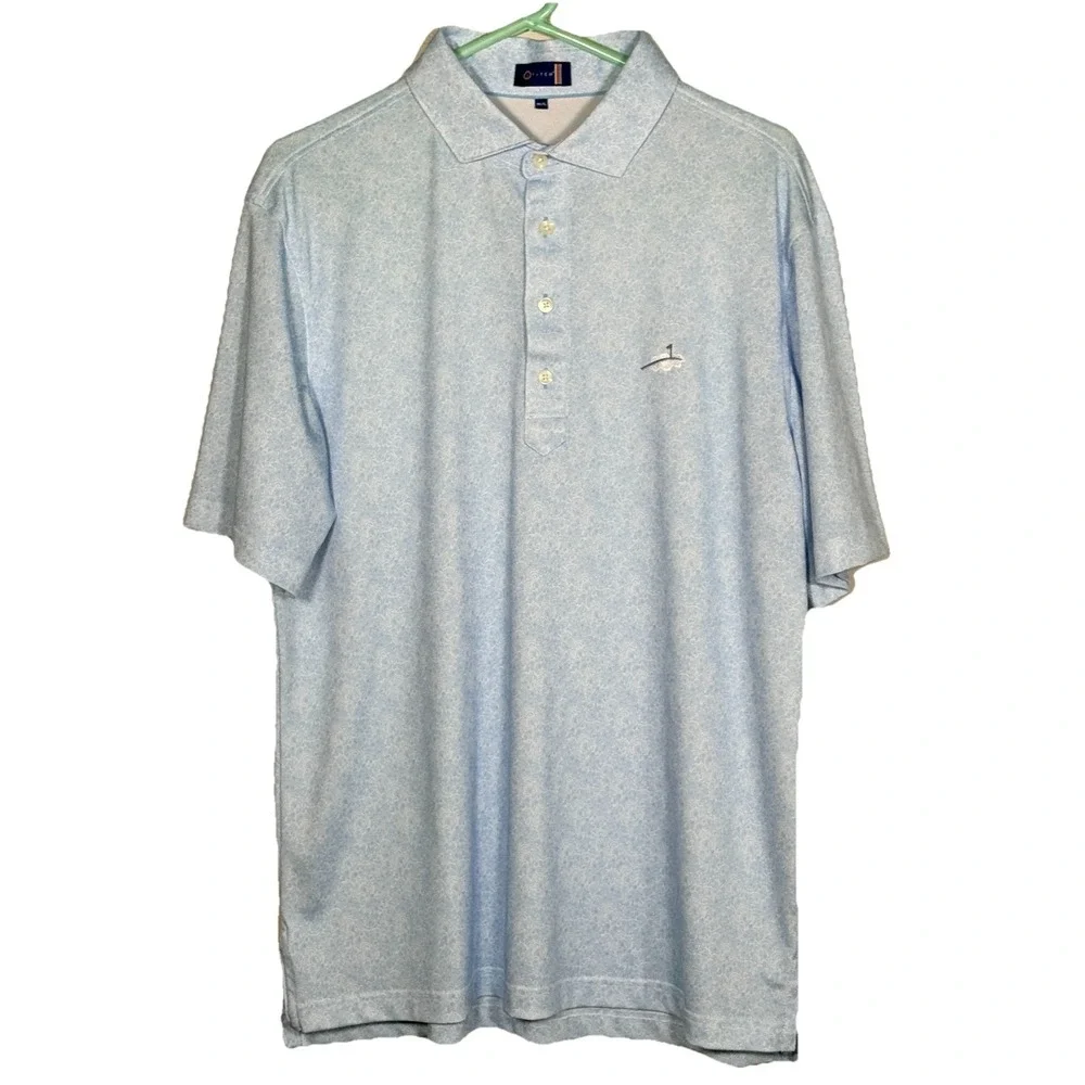 Stitch Mens Golf Polo Blue White Paisley Size M/L Country Club Logo